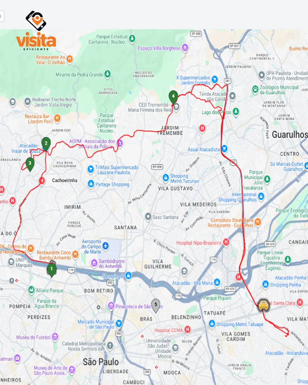 Rastreio do veículo em mapa